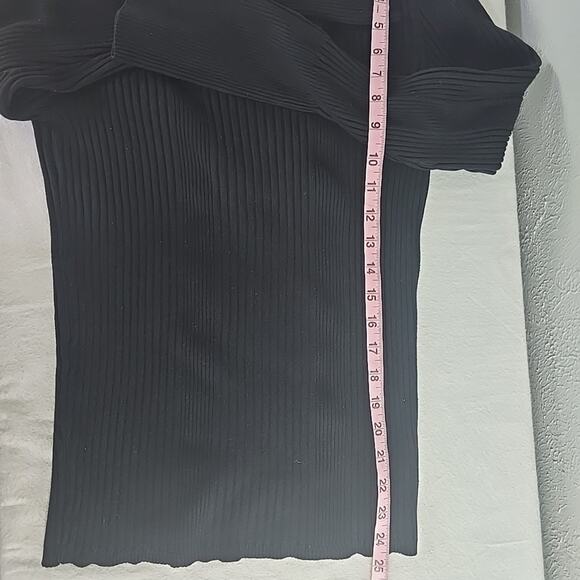 Anthro Moth Black Fitted Ribbed Turtleneck Sweater Top Size XL Academia Goth - Picture 7 of 11